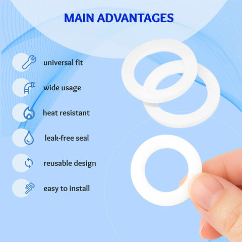 Three white 1-inch silicone grommet eyelet rings (washer gaskets) in a 10-piece pack.