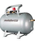 High Capacity 10 Gallon Air Tank With ASME Certification, angled view showing quick connects and steel legs for stability