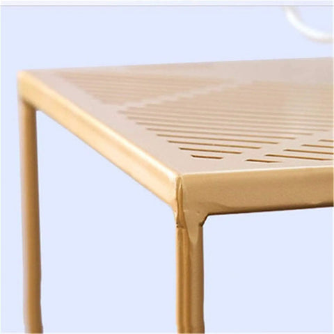 Close-up of the top edge of a Straight Up Solid Industrial Wood Look End Table With Bottom Storage Shelf, showcasing the sleek design.