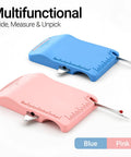 Blue and pink Magnetic Sewing Machine Seam Guide 4 In 1 Edge Guide With Built In Seam Ripper And Ruler on white background