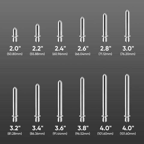 CARdant dial indicator bore gauge set, 12-piece chrome-plated steel rods, 2.0"–4.0" range.