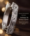 Hand-engraved stainless steel spur from Cowboy Spurs Set With 6 Hole Belt Rotatable Gear for equestrian riding.