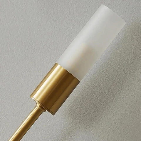 Close-up of UPRENXIAO Modern Wall Sconce Linear Curved Design Up Down Lighting Ambient(Gold) with frosted glass shade.