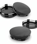 Premium 4 Pack Wheel Center Caps Universal Fit For Cars Trucks 2.36 Inch Snap In Rim Hub Covers Tough Abs Plastic Black close-up view