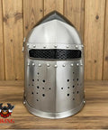 Visored Medieval Helmet For Cosplay And Larp Knight Armor With Black Polished Finish 18 Gauge Steel Wearable Authentic Style