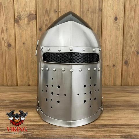 Visored Medieval Helmet For Cosplay And Larp Knight Armor With Black Polished Finish 18 Gauge Steel Wearable Authentic Style