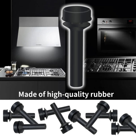 12 Pack Grate Rubber Feet Replacement For Gas Stove Tops with high-quality rubber, shown against kitchen background