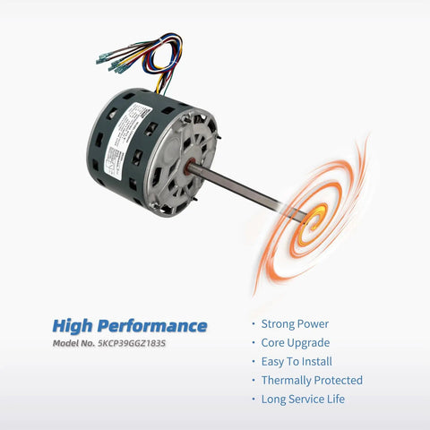 Blower Fan Motor One Third HP 115V Replacement For Furnace 1075 RPM Four Speed CW Shaft Half Inch Compatible With 5KCP39GGZ183S