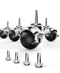 2 Inch Ball Caster Wheels Set Of 4 For Furniture Legs With Locking Stem Swivel Castors Grip Neck Chrome Finish