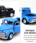 Retro Metal Classic Cars Die Cast Old School Pickup Truck Figurine in Blue Vintage Alloy Mini Car Model for display