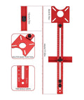 4 In 1 Router Milling Groove Bracket For Woodworking With Aluminum Alloy Circle Cutting Jig, showing measurement details