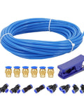 Badass Flexible PU Pneumatic Hose For Compressed Air With Push Quick Couplings In Blue And Sizes Like 8x5mm Or 6x4mm Fits For Best Performance Reliable Leak Proof Seals For Home Or Shop Ensuring Rock Solid Connections Easy As Pie All Day Long., blue PU air hose coil with push fittings and brass connectors