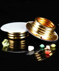 Slick Copper Fire Sprinkler Covers Decorative Escutcheon Caps, heavy-duty two-piece set, copper finish on black background.