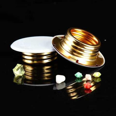 Slick Copper Fire Sprinkler Covers Decorative Escutcheon Caps, heavy-duty two-piece set, copper finish on black background.