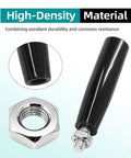 Close-up of Revolving Crank Handle Latche M10 Trailer Jack Replacement Two Piece With Nuts For Marine Machinery, black handle, stainless steel nut.