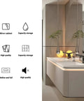 Modern Floating Double Sink Bathroom Vanity 92 Inch Wide With Oak Wood Cabinet And Ceramic Sinks Smart Anti Fog Mirror And Faucet Set Straight Fire Bathroom Glow Up with elegant lighting and storage features.