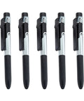 5 Must-Have Multifunctional Ballpoint Pens With 4-In-1 Writing, LED Light, Foldable Phone Stand, Smooth Fast-Dry Ink, Smudge-Resistant, Clip On Pocket Or Notebook, Lightweight Desk Accessory Gift, black 5-pack