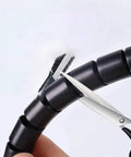 Flexible Spiral Cable Sleeve 2 Meter Wire Organizer Tube For 10mm And 16mm Cables Multicolor Wrap being cut to size