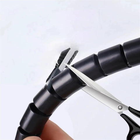 Flexible Spiral Cable Sleeve 2 Meter Wire Organizer Tube For 10mm And 16mm Cables Multicolor Wrap being cut to size
