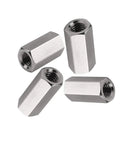 Heavy Duty 304 Stainless Steel M8 X 1.25 Pitch Metric Hex Coupling Nuts 24 Millimeter Long threaded barrel connectors four pack