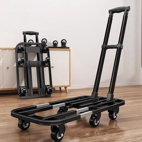 Smooth Rolling Folding Platform Trolley With Durable Steel Frame, Portable Flatbed Cart ready for easy indoor hauling.