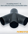 Heavy Duty Three Way Dust Collection Fitting With Y Shaped Splitter connects three 4" dust hoses for efficient dust control.