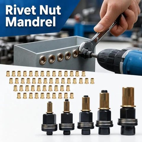 Mandrel Rivnut Kit M3 To M10 66 Piece Carbon Steel Rivnut Set For Auto Bodywork And DIY Metal Fabrication Dual Drill Or Wrench Drive For Fast Press In Includes M3 M4 M5 M6 M8 M10 Mandrels And 60 Rivet Nuts, rivet nuts and mandrels with drill and wrench