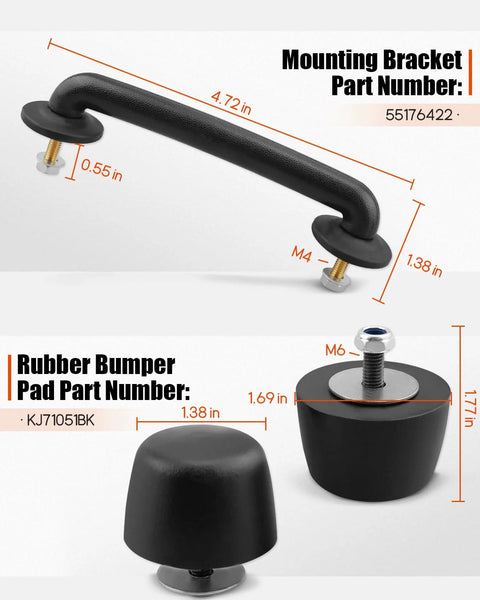 Hulyxayfave front windshield hold-down bracket; black metal with rubber bumper pads for Jeep Wrangler JK/TJ