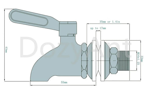 Stainless Steel Beverage Dispenser Replacement Spigot Easy Install Faucet For Tea Water Juice And Wine Fits Wall Openings Up To 16mm Thick Durable Leak Proof Tap dimensions
