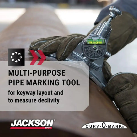 Pipe Marker Centering Tool With Eight Inch Y Type Head For Center Lines and Angle Marks In Pipes and Tanks in use