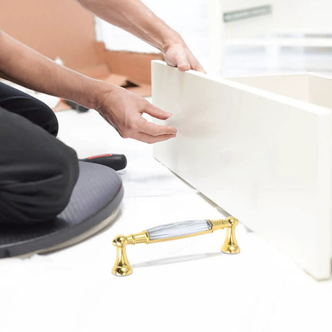 Installing cabinet with Two Pack Colorful Glass Cabinet Door Handles With Crystal Center Long Metal Drawer Pulls For Kitchen Closet Dresser