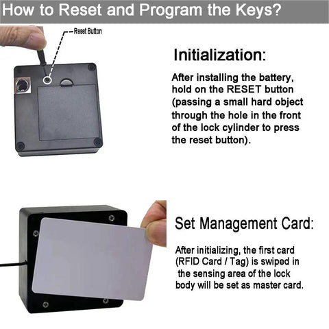 Instruction guide for initializing and setting RFID cabinet lock card