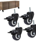 Heavy Duty 3 Inch Threaded Stem Caster Wheels Set Of 4 M10x25mm Dual Locking Brakes Industrial Swivel Casters built for furniture.