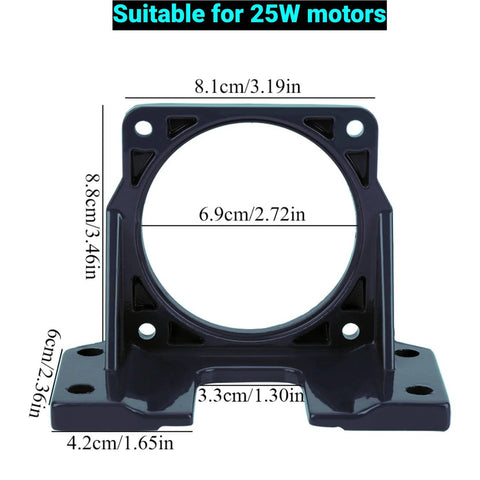 mini stepper motor mounting bracket for 25W motors with dimensions visible