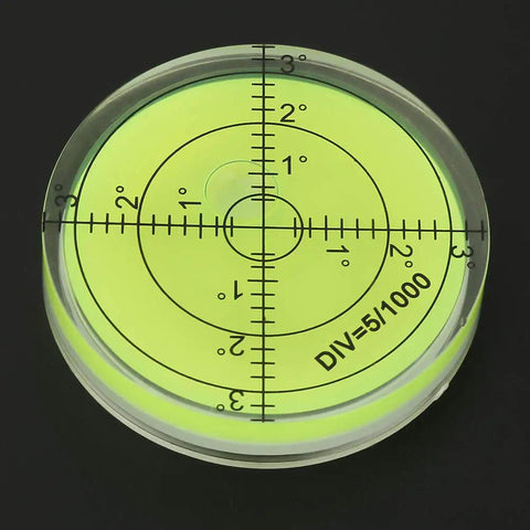 Ycauty Bubble Spirit Level 60 * 12mm Degree Marked Surface Circular Level with clear ABS base and degree markings.