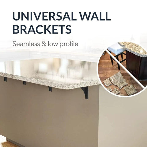 Heavy Duty Universal Shelf Brackets For Floating Vanities And Buffets Rock Solid Steel L Brackets With Sleek Matte Black Look No Fuss Installation For Kitchen Counters And Desk Organization Quick Mount 12 Inch Span mounted under granite countertop with low-profile design.