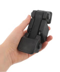 Close-up of hand holding Lockable Engine Hood Latch Kit 1 Set For Secure Coverage Easy Install Anti Theft Locking Catch with black finish.