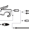 Diagram of Air Blow Gun Accessory Kit With 5 Interchangeable Nozzles And 7-Piece Air Compressor Tools Set for Cleaning Dust
