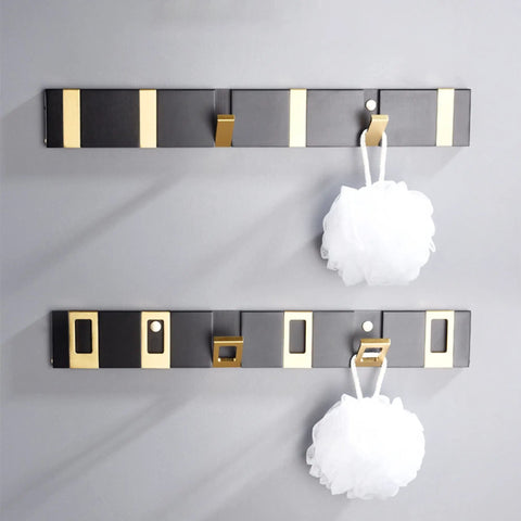 No Drill Hidden Wall Hook Rack Go To Heavy Duty Clothes Organizer For Bath And Bedroom Sturdy Multi Hook Coat Stand Keys Towels And Hats with white loofah