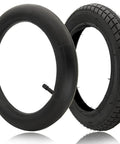 12.5 By 2.25 Inch Tire And Inner Tube Set For Dirt Bikes And Electric Scooters, Replacement Tires For Kids Bikes And Mini Motor Bikes, Compatible With 12.5 X 2.25 Wheels On Dirt Rockets And Pocket Mod Style Rides. Black rubber tire and inner tube set, one knobby and one smooth