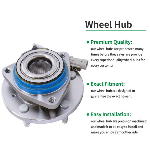 Front Wheel Hub Bearing Assembly Set Of 2 For 2000 2013 Chevy Impala, 2000 2007 Chevy Monte Carlo, steel alloy roller bearings