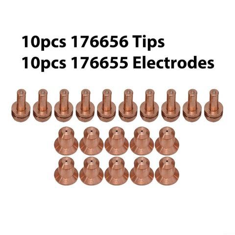 Heavy Duty Plasma Electrode And Tip Nozzle Set 20-Piece For ICE-25C ICE-27C Torch Pro Grade Spectrum 375 with 10 electrodes and 10 tips