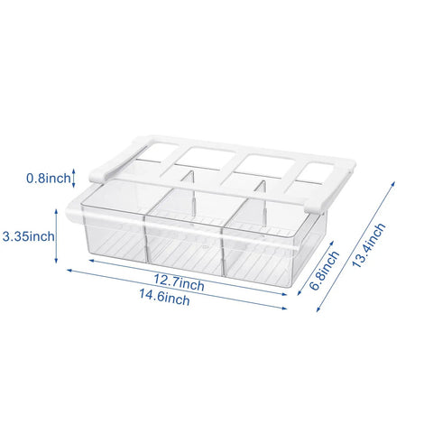 No Fuss Fridge Drawer Organizer Slides Under Shelf For Crisper Bin Storage With Slick Gliding Rails To Keep Your Kitchen Stash Of Fresh Produce Dairy Deli Meats And Condiments Neat Without Any Heavy Lifting Today