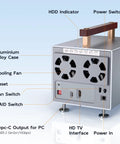 Back view of Slick 4 Bay Raid Enclosure For 2.5 And 3.5 Inch Sata Hdd And Ssd Drives with cooling fans and ports.