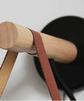 Plug In Wall Sconce Set Of Two For Bedroom Lighting With On Off Switch Black Wall Lamps With Wooden Arm detail view