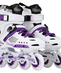 Kid Friendly Inline Skates For Beginners With Luminous Wheels White Purple Youth Skates For Boys And Girls Adjustable US 8 Size