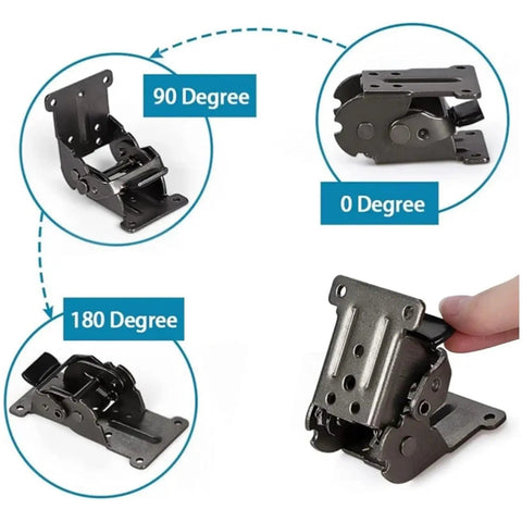 4 Pack Dope Foldable Bracket Set For Tables Chairs And Beds With 0 90 180 Degree Locking Hinges shown in degrees
