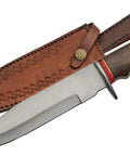 Full Tang Hunting Knife 12 Inch With Stainless Steel Blade Wood Handle And Sheath For Camping Hiking And Outdoor Adventures