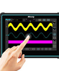 On The Go 4 Channel Oscilloscope With 100 MHz Bandwidth And 1 Giga Samples Per Second Sampling Rate Portable Handheld Scope with a 10 inch touch screen in use.