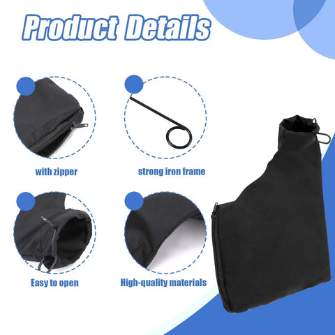 Heavy Duty Beefy Steel Wire Rim Dust Collection Bags For Miter And Table Saw With No Fuss Zipper Closure And Two Inch Port, showcasing zipper and steel frame.